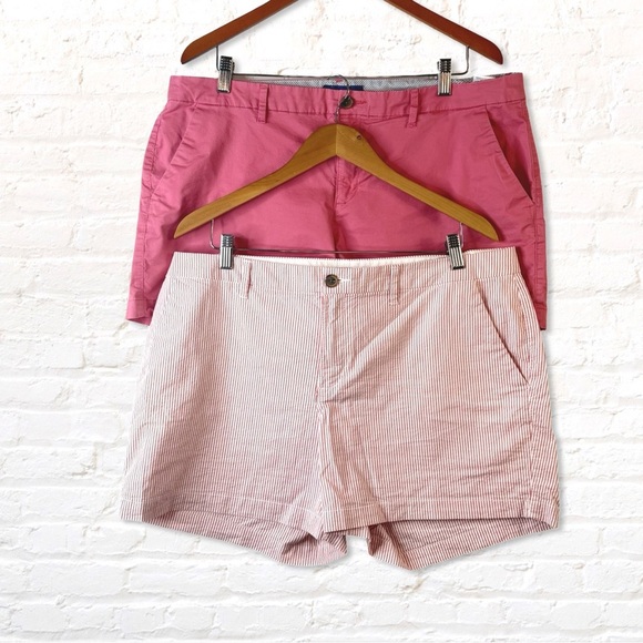 Old Navy Size 16 Everyday Shorts 2 pack Solid Pink and Pink Stripe Seersucker - Picture 3 of 9